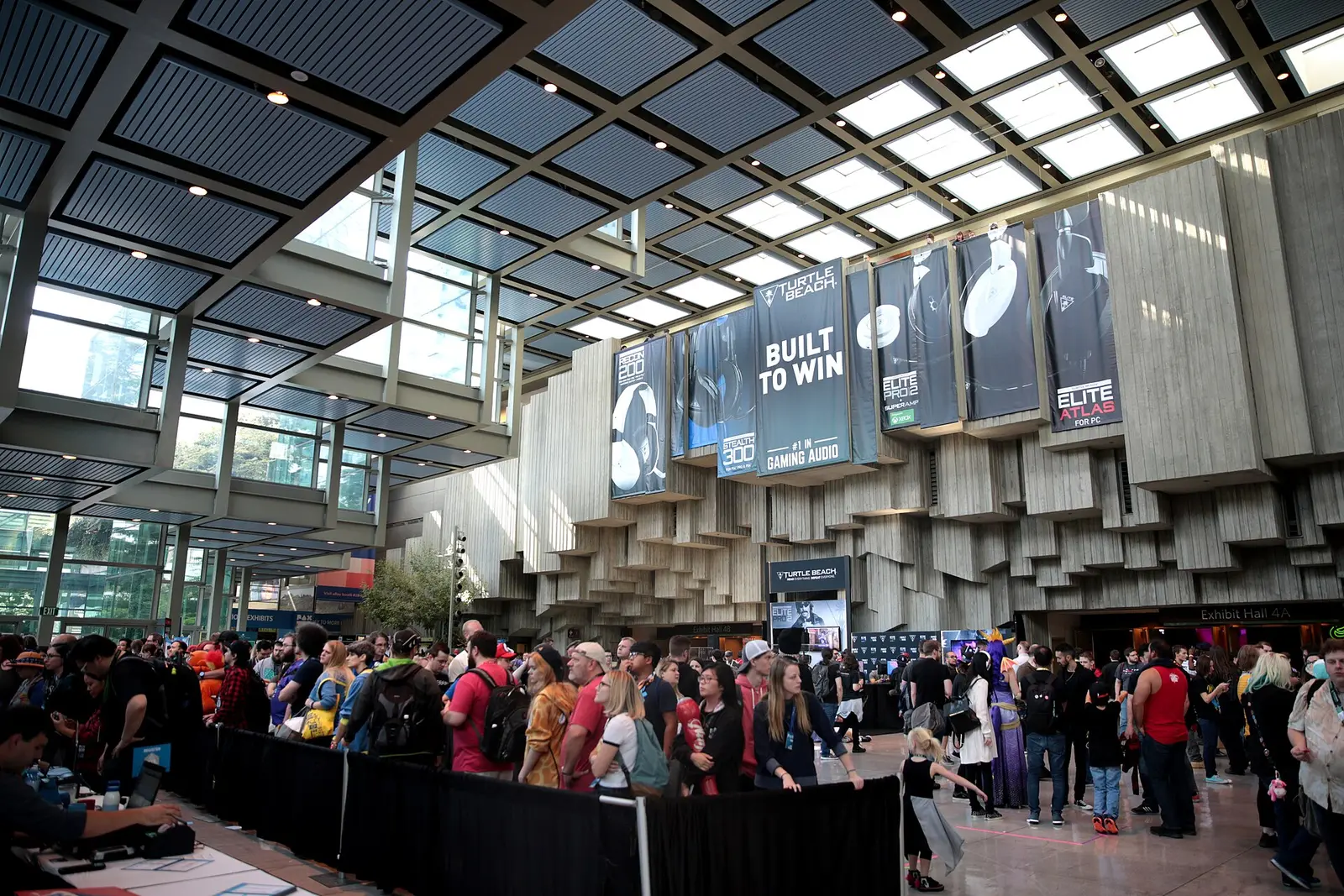 Attendees fill the concourse of the Washington State Convention Center at PAX West 2018