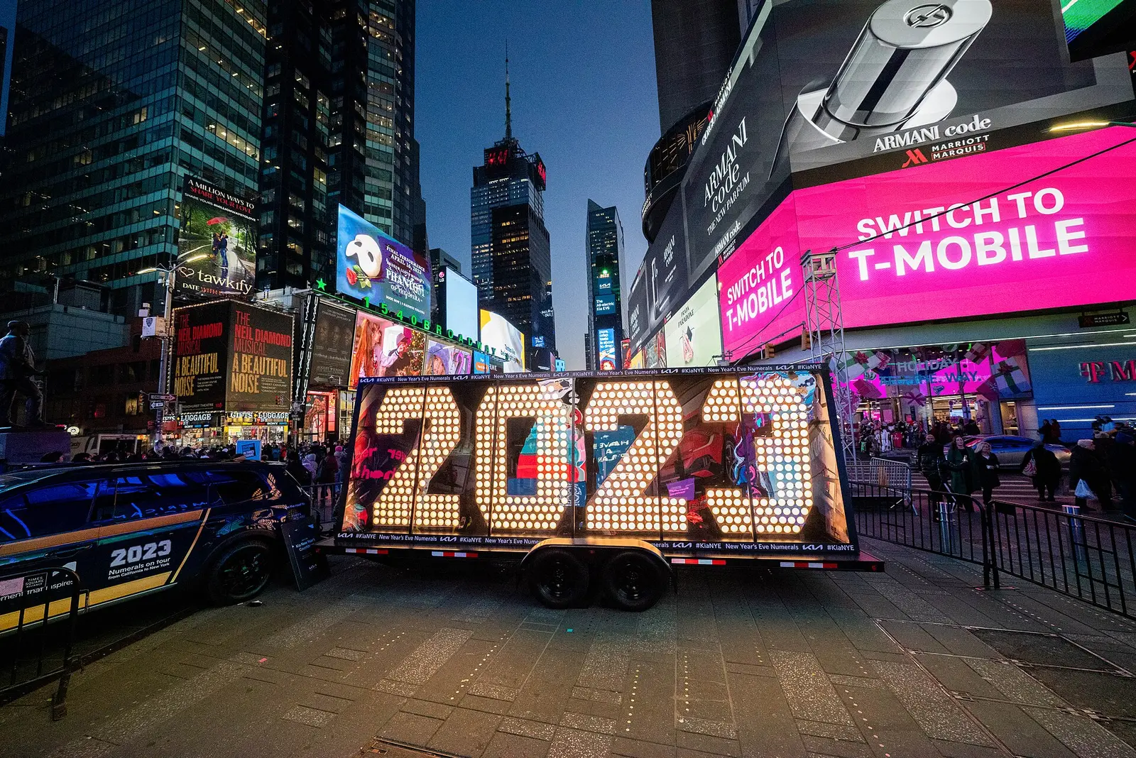 Illuminated 2023 numerals on display in Times Square ahead of New Year's Eve